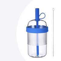 Lot de 540 ml Gobelet en Tritan avec couvercle à paille, logo personnalisé, couleur pastel, en plastique, pour cadeau de mariage, de fête ou d'entreprise
