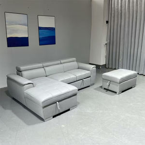 Ensemble de canapé d'angle en forme de L moderne Revêtement en cuir PU Canapé durable Meubles de salon écologiques en vente - Product Image 3