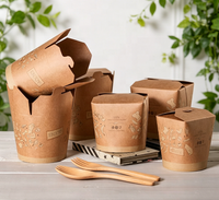 Emballage en carton blanc jetable imprimé sur mesure pour la vente à emporter de nourriture, boîte en papier pour riz et nouilles chinoises avec poignée