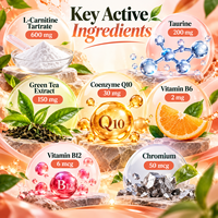Comprimés effervescents de L-Carnitine Tartrate avec Taurine, Thé Vert, CoQ10, Chrome – 20 unités – Marque Privée OEM