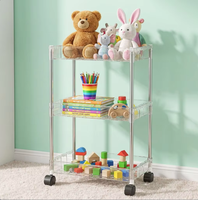 Chariot en plastique durable résistant à la rouille, design extensible, étagère de rangement multi-usages pour la maison