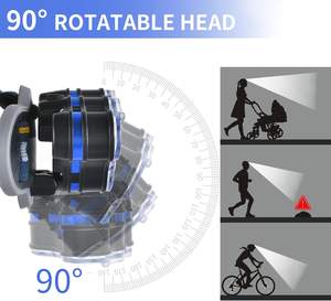 Lampe frontale LED 6 LED rechargeable par USB, étanche, ultra-lumineuse, 12000 lumens, avec 8 modes – Vente en gros - Product Image 2