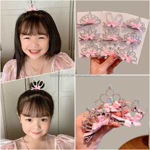 Prix bas BELLEWORLD usine accessoires de pinces à cheveux couronne pour bébés et enfants <span class=keywords><strong>diadème</strong></span> de princesse cristal rose avec nœud pour enfants - Product Image 2