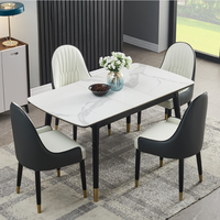 Ensemble de table à manger rectangulaire moderne, meubles de luxe en marbre, meubles de maison, petite table à manger en verre, ensemble de 4 chaises, 10 pièces