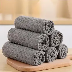 high quality custom polyester microfiber adult bamboo bee weave knit waffle color kitchen glass hand dish towels set with logo