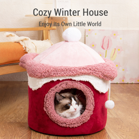 Maßgefertigtes Niedliches Prinzessinnen-Haustierbett für Katzen & Hunde mit Kristallvelours & Fleece Warm für den Winter