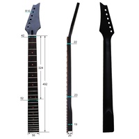 Instrumen Gitar Elektrik 6 Senar 24 Fret, Leher Maple, DIY, Aksesoris Pegangan Matte Hitam dengan Dot Merah