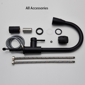 Robinet de cuisine noir <span class=keywords><strong>mitigeur</strong></span> extractible robinet d'eau chaude et froide pivotant en acier inoxydable 304 avec douche à main <span class=keywords><strong>lavabo</strong></span> évier robinet - Product Image 6