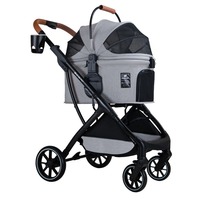 Chariot de transport pliable à quatre roues détachable pour animaux de compagnie, poussette japonaise pour chats et chiens, vente en gros