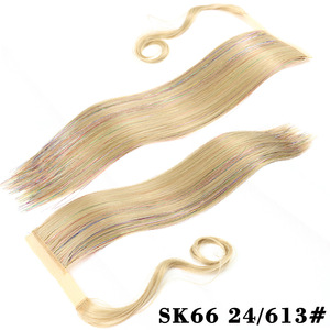 Günstige Clipin Pferdes chwanz Haar verlängerungen Wrap Around Langes glattes Haar Pferdes chwanz Synthetisches Haar Pferdes chwanz - Product Image 6