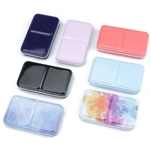 Caja de metal de acuarelas para acuarelas, caja de paleta de almacenamiento de acuarelas vacías, con 12 Medias sartenes de lata, 11 colores