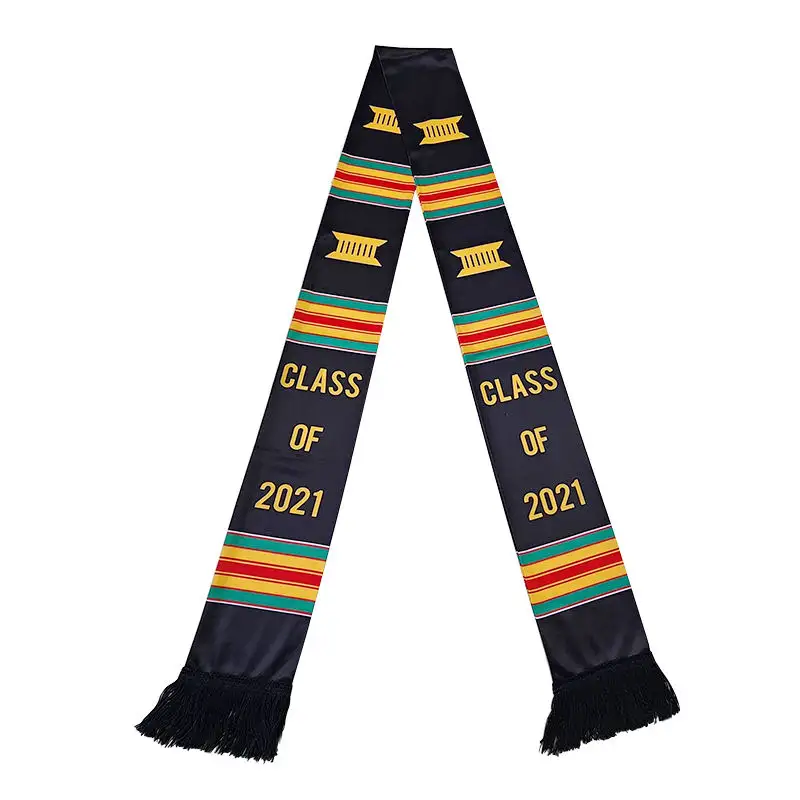 Benutzer definiertes Logo gedruckt Polyester Schal College University Celebration Sublimation Graduation Stola Schal