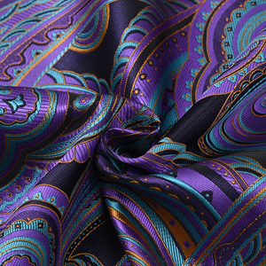 Yili ผ้าแจ็คการ์ดผ้าโพลีเอสเตอร์ระดับไฮเอนด์ลายดอกไม้เม็ดมะม่วงหิมพานต์สีม่วงฟ้าทองหรูหราหรูหราหรูหรา - Product Image 4