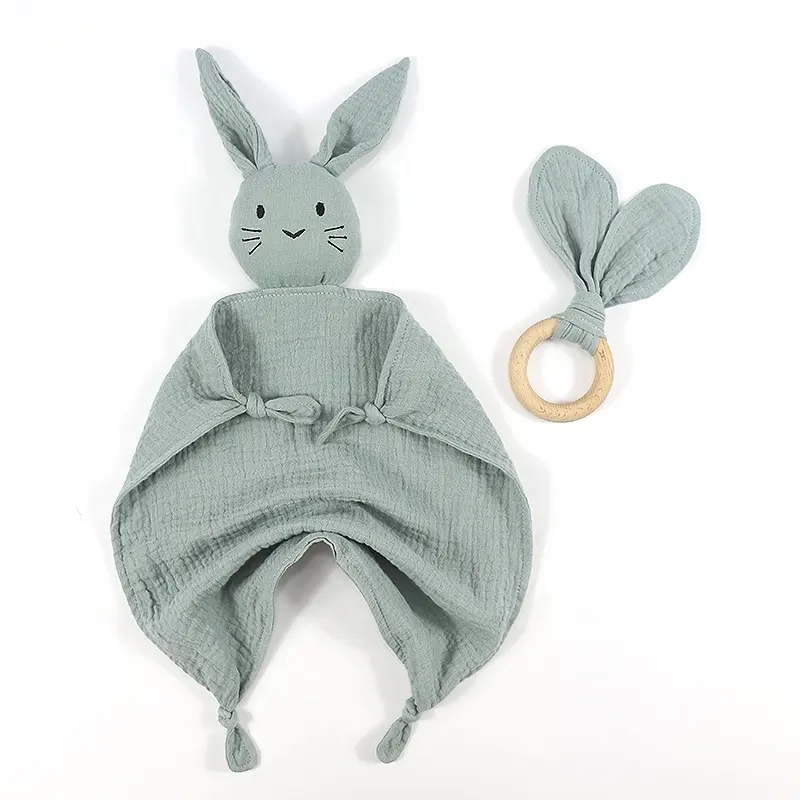 Cheap Baby Security Blanket Cotton Baby Muslin Comforter Toy Lovely Stuffed Animal Toys Bunny Baby Comforter Towel Blanket