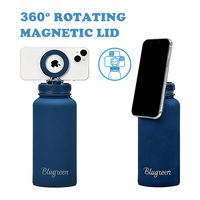 Blugreen 350ml Sans BPA Acier Inoxydable 304 Isolation Thermique 12-24 Heures Écologique Bouteille Isotherme à Poignée avec Paille pour Voyage