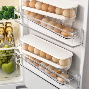 Double Layer Rolling Egg Dispenser Refrigerator Egg <b>Storage</b> <b>Box</b> Automatic Scrolling Egg Holder Household Large Capacity <b>Kitchen</b> - Product Image 2