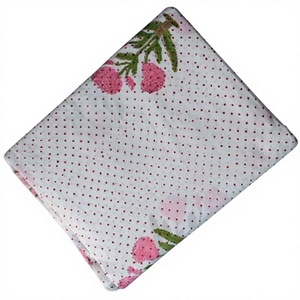 Tela de Voile de Algodón Liso de 120 g/m², Tejida a Mano con Estampado Sanganeri, Ecológica, Blanca con Diseño Floral, para Textiles del Hogar y Tapicería - Product Image 1