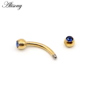 Wholesale Crystal Eyebrow Piercing 316L Surgical Steel Labret Lip Ring Nipple/Eyebrow Bar Body Piercing Earring Tragus Ring