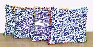 Juego de fundas de cojín de mandala de algodón, 4 Uds., almohadas cuadradas para decoración del hogar, hippee maravilloso de varios colores por consignadores indios - Product Image 4