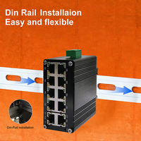 Switch Ethernet PoE+ industriel 8 ports, budget de puissance 240W avec 2 ports RJ45 Gigabit Uplink pour la sécurité et l'automatisation