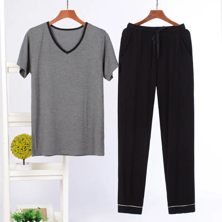 Hot selling short sleeve modal homewear mens Knitting pajamas set sportswear