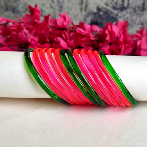 Ensemble de bracelets en acrylique transparent pour femmes, rose et vert, empilables, bijoux en résine, bracelets tendance - Product Image 1
