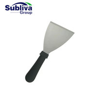 Grattoir et spatule de cuisine en acier inoxydable en forme d'éventail avec manche en plastique écologique, lame 12x10cm