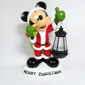 Scultura Decorativa Natalizia Vintage per Casa Statua di Topolino con Lanterna Luminosa in Resina Personaggio Cartone Animato Statuetta - Product Image 1