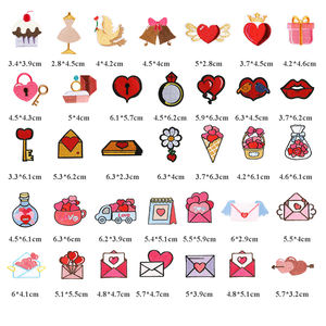 アイアンオンバック恋人ギフト装飾ピンクレッドバレンタインデー生地刺繍花封筒ハートパッチ - Product Image 2