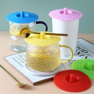Cute Style Clip-On Food Grade Silicone Cup Cover Heat Resistant Lid Eco-Friendly Reusable Dust Proof for Cups <b>Kitchen</b> Home Use - Product Image 1