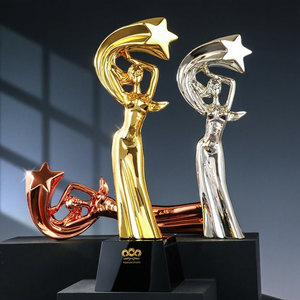 Trophée personnalisé créatif en forme de déesse étoilée, petite figurine dorée, récompense commémorative pour bonne épouse, mari, beauté, tatouage, cristal doré - Product Image 1