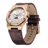 Montre à phases lunaires pour homme avec logo personnalisé, boîtier en acier 316L, montre à quartz multifonction, bracelet en cuir véritable pour cadeau d'affaires