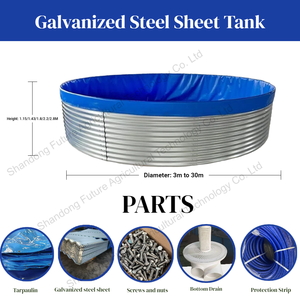 Bassin d'élevage de poissons en métal de 10 000 <span class=keywords><strong>litres</strong></span>, réservoir d'aquaculture en tôle <span class=keywords><strong>galvanisée</strong></span> ondulée avec cadre en PVC |   FUTURERAS - Product Image 5