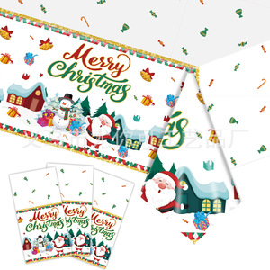 Ensemble de vaisselle de Noël en papier, assiettes, gobelets, serviettes, thème Père Noël et bonhomme de neige, 60-80 pièces, décorations de fête de Noël - Product Image 3