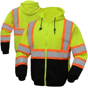 थोक कस्टम सुरक्षा हूडि हाय विज़ hooded hoodies ध्रुवीय ऊन चिंतनशील स्वच्छता के लिए हूडि कार्यकर्ता और साइकल चलाना खेल