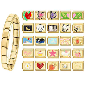 Pulsera Modular Italiana de Acero Inoxidable con Baño Electrolítico, Diseño de Mariposa, Unisex, para Uso Diario - Product Image 1