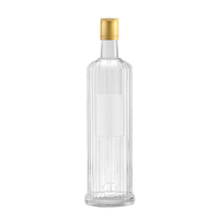 Bouteille en verre de vodka Super White 750ml avec Ripeple, bouteille en verre nue avec vagues