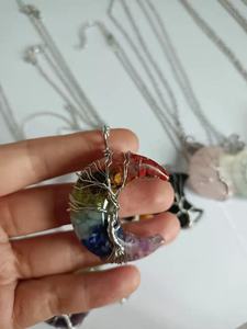 Colgante de piedras preciosas naturales en forma de Luna, cristal curativo chapado en <span class=keywords><strong>oro</strong></span>, collar envuelto en alambre de cuarzo - Product Image 3