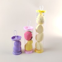 Boîte à maquillage transparente en PVC avec couvercle pour éponges de maquillage et houppettes – Grande et petite taille