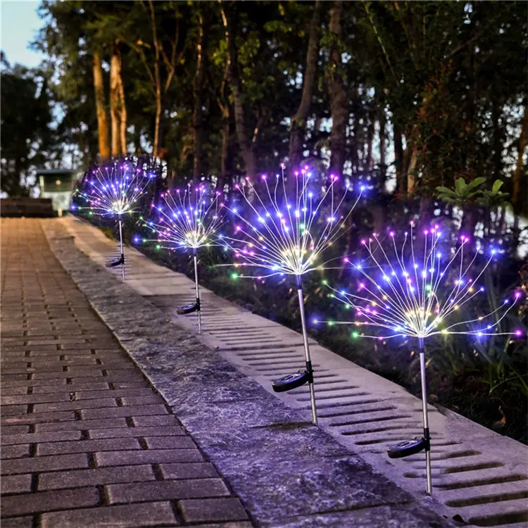 Уличные садовые светильники на солнечной батарее, 105 светодиодов, декоративный колышек, ландшафтный светильник «сделай сам», цветы, фейерверк, звезды для дорожек