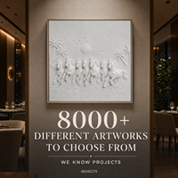 Sculpture en bas-relief 3D de chevaux blancs, coucher de soleil sur la plage et palmiers, peinture sur toile grand format pour hall d'hôtel, suite, art mural personnalisé en gros