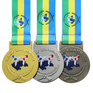 Medaglie Sportive Personalizzate in Lega <span class=keywords><strong>di</strong></span> Zinco Pressofusa con Logo 3D a Spruzzo Colorato per Competizioni <span class=keywords><strong>di</strong></span> Arti Marziali, Karate e Taekwondo - Product Image 2