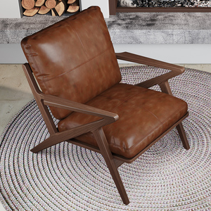 Fauteuil de salon nordique en bois massif avec dossier inclinable, style moderne vintage pour la maison, le bar, les loisirs, le salon et le balcon - Product Image 2