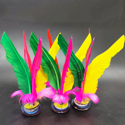 Volant (Shuttlecock) Pour Jeu De Jianzi Chinois - Plumes Blanches, Base Caoutchouc, Pour Foot Badminton