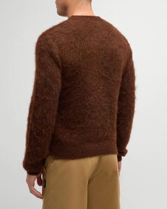 Pull à col rond moelleux à motif OEM & ODM LOGO personnalisé Pull en tricot en mohair pour hommes - Product Image 2