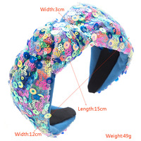 Bandeau large à paillettes coréennes avec nœud filet rouge brillant bandeau de voyage doux tempérament fée accessoires pour cheveux approvisionnement transfrontalier