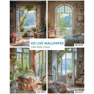 Lujosa Villa Iluminación <span class=keywords><strong>Ventanas</strong></span> Hogar Atmósfera Fotografía Fondo Tela - Product Image 3