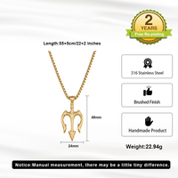 Collier pendentif trident en acier inoxydable 316L HTNN04, collier trident de Poséidon gravé vintage pour homme avec chaîne ronde
