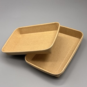 Plateau alimentaire en papier jetable écologique résistant à la graisse, imprimé avec logo personnalisé, plateau rectangulaire pour fête en plein air, pique-nique - Product Image 1