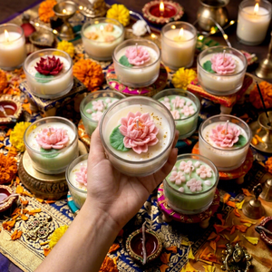 Decorative lotus Glass Soy Wax <b>Candle</b>-Luxury Home Decor for Gifting & <b>Long</b>-lasting Thanksgiving Gifts Scented <b>Candles</b> Bulk Price - Product Image 1